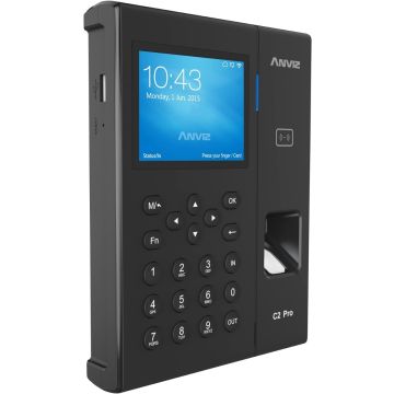 Anviz C2PRO-POE Lecteur biométrique autonome Détection de temps et de présence, Biométrique, Carte Rfid et Pin, Linux, Écran TFT 3,5&quot;, TCP/IP PoE, Wifi, Noir