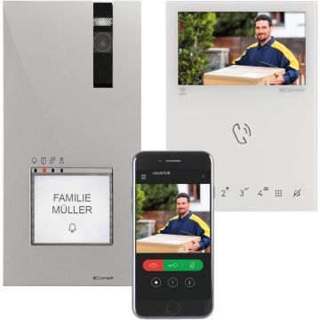 Comelit 8451V Quadra Kit d&#39;interphone vidéo unifamilial mains libres WIFI sbc