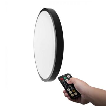 Plafonnier mural LED rond V-TAC VT-8624S 24W avec télécommande et détecteur de mouvement micro-ondes, corps noir 4000K IP44 - 76701