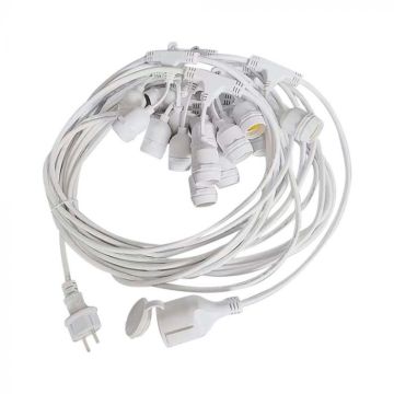 V-TAC VT-713 Guirlande lumineuse LED E27 15m - 15 douilles prise UE IP44 couleur blanc (sans ampoules) - 7699