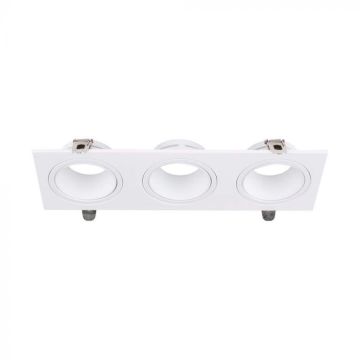 V-TAC VT-441 Triple LED Encastré Rectangulaire 3*GU10 Polycarbonate et Métal Couleur Blanche - sku 10299