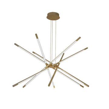 V-TAC VT-7922 Lustre LED à intensité variable design moderne avec 12 lumières tabulaires 42W pendentif en métal couleur or 85*31*120cm 3000K - 15343