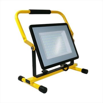 V-TAC VT-109-N Projecteur de travail à LED 100W chip samsung corps noir/jaune avec support et prise UE Schuko 3MT Blanc neutre 4000K - SKU 2120124