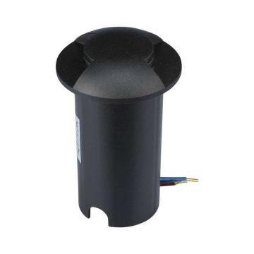 V-TAC VT-1161 1W 2 faisceaux blanc chaud 3000K rond aluminium noir IP67 walk-over led spot - sku 211466
