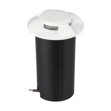 V-TAC VT-1171 Spot piétinable led 1W enterré 4 faisceaux blanc chaud 3000K rond blanc aluminium IP67 - sku 211469