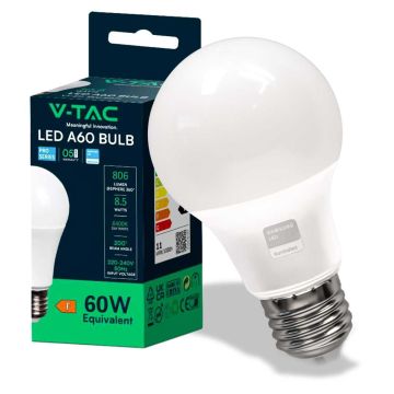 V-TAC PRO VT-210 Ampoule à chip LED Samsung SMD 8.5W E27 A60 Blanc natural 4000K - SKU 21229 V-TAC PRO VT-210 Ampoule à chip LED Samsung SMD 8.5W E27 A60 Blanc natural 4000K - SKU 21229
