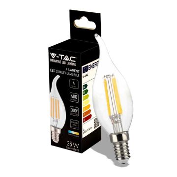 V-TAC VT-1997 Lampe à incandescence bougie LED 4W E14 100LM/W blanc naturel 4000K - 214429 V-TAC VT-1997 Lampe à incandescence bougie LED 4W E14 100LM/W blanc naturel 4000K - 214429