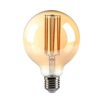V-Tac VT-2027 Globe LED Filament Ampoule 7W Е27 G95 Vintage Ambre Couleur Blanc Chaud 2200K - 217147