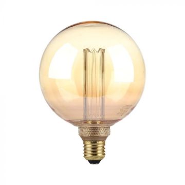 Ampoule globe LED V-Tac VT-2195 4W E27 G125 verre ambré avec gravures laser, filament blanc chaud 1800K - 217475 Ampoule globe LED V-Tac VT-2195 4W E27 G125 verre ambré avec gravures laser, filament blanc chaud 1800K - 217475