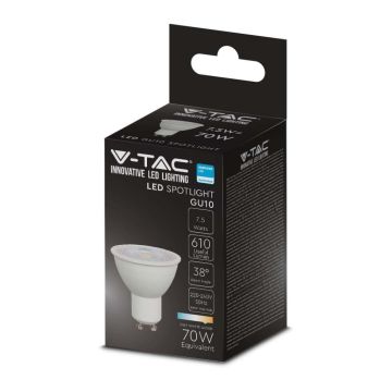 V-TAC PRO VT-291 Ampoule led GU10 38° puce samsung SMD 7.5W blanc chaud 3000K - SKU 21875 V-TAC PRO VT-291 Ampoule led GU10 38° puce samsung SMD 7.5W blanc chaud 3000K - SKU 21875