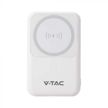 V-TAC power bank magsafe 10000Ah magnétique avec chargement sans fil 20W ultra-fin couleur blanc - 23039