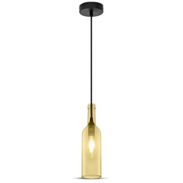 V-TAC VT-7558 Lustre en verre ambré en forme de bouteille décorative Led 1MT E14 douille Ф72mm couleur ambre sku 3770 V-TAC VT-7558 Lustre en verre ambré en forme de bouteille décorative Led 1MT E14 douille Ф72mm couleur ambre sku 3770
