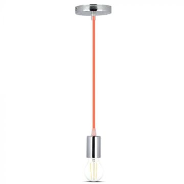 V-TAC VT-7338 Lumière Pendant 1MT E27 coupelle métallique Ф39mm Câble orange - SKU 3788