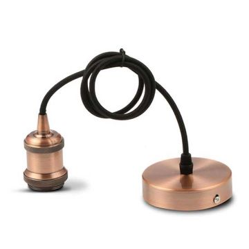 V-TAC VT-7555 Lumière Pendant 1MT E27 coupelle or rose bronze métal Ф50mm câble noir - sku 3840 V-TAC VT-7555 Lumière Pendant 1MT E27 coupelle or rose bronze métal Ф50mm câble noir - sku 3840