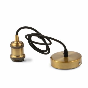 V-TAC VT-7555 Lumière Pendant 1MT E27 coupelle Marron Bronze métal Ф50mm câble noir - sku 3841 V-TAC VT-7555 Lumière Pendant 1MT E27 coupelle Marron Bronze métal Ф50mm câble noir - sku 3841