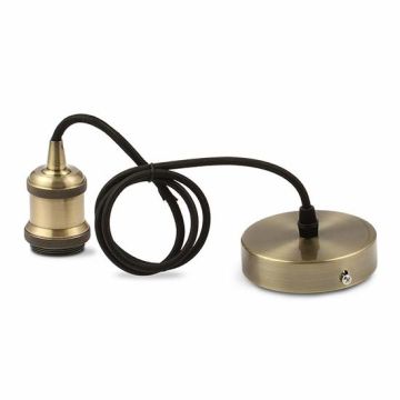 V-TAC VT-7555 Lumière Pendant 1MT E27 coupelle Laiton Bronze métal Ф50mm câble noir - sku 3842 V-TAC VT-7555 Lumière Pendant 1MT E27 coupelle Laiton Bronze métal Ф50mm câble noir - sku 3842