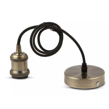 V-TAC VT-7555 Lumière Pendant 1MT E27 coupelle Bronze métal Ф50mm câble noir - sku 3843 V-TAC VT-7555 Lumière Pendant 1MT E27 coupelle Bronze métal Ф50mm câble noir - sku 3843