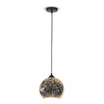 V-TAC VT-71523D Lumière pendante 1MT E27 Abat-jour en verre chromé effet de lumière 3D Ф150mm - SKU 40111 V-TAC VT-71523D Lumière pendante 1MT E27 Abat-jour en verre chromé effet de lumière 3D Ф150mm - SKU 40111