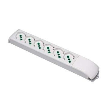 Multiprise sans câble 6 prises italien-double-taille/allemand std. 2P+T 16A couleur blanche serie FIDO Fanton 410230. Multiprise sans câble 6 prises italien-double-taille/allemand std. 2P+T 16A couleur blanche serie FIDO Fanton 410230.