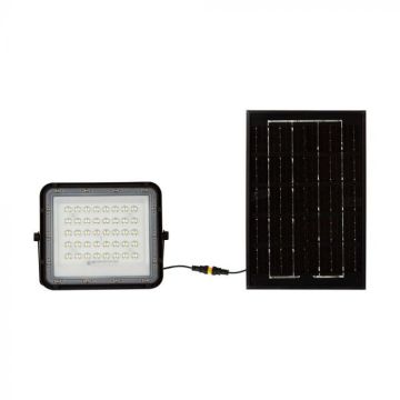 V-TAC VT-40W Spot led 6W noir avec panneau solaire et télécommande Projecteur LED avec batterie remplaçable 4000K Câble 3m - 7822