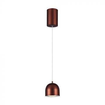 V-TAC VT-7794 Lustre LED 8,5W pendentif forme cylindre arrondi couleur marron cuivre 10cm réglable 3000K - 7997