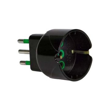 Adaptateur prise italienne std. Prise 2P+T 10A italien/allemand 10A couleur noir Fanton 82601-E Adaptateur prise italienne std. Prise 2P+T 10A italien/allemand 10A couleur noir Fanton 82601-E