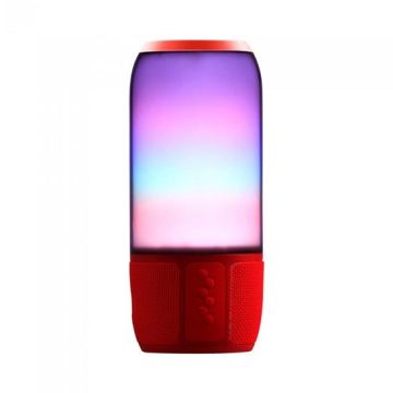 V-TAC SMART HOME VT-7456 6W Led lumière haut-parleur bluetooth avec fente pour carte TF et USB Corps rouge - sku 8571