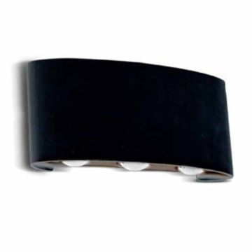 V-TAC VT-846 6W Applique murale LED COB x 6pcs  blanc neutre 4000K corps aluminium sable noir IP54 - SKU 8616