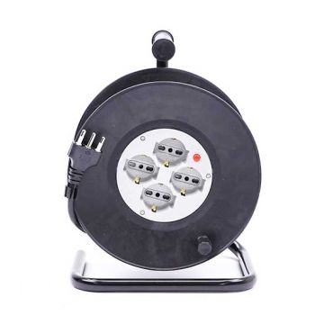 V-TAC Enrouleur rallonge de câble 25M norme italienne 4 x Schuko 10/16A avec protecteur de surcharge- sku 8703