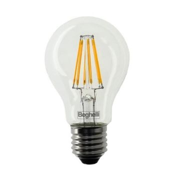 Beghelli 56402 Ampoule Zafiro LED 7W filament SMD A60 E27 Haute lumens 1000LM blanc chaud 2700K A++