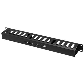 Organisateur de câble 1U pour Armoire rack 19" acier couleur noir RAL 9005 Organisateur de câble 1U pour Armoire rack 19" acier couleur noir RAL 9005