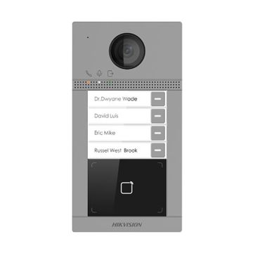 Hikvision DS-KV8413-WME1(B) Interphone video WiFi/IP 4 Bouton de sonnette avec camera 2.0Mpx et lecteur de proximité mifare reader PoE/12V DC IP65 IK08