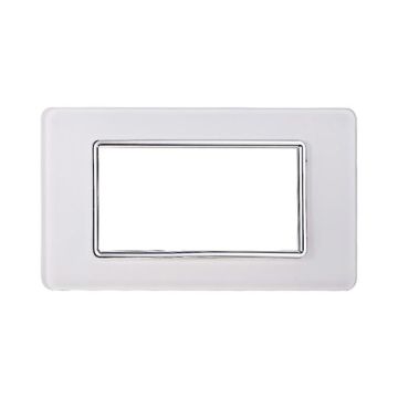 Plaque compatibles Vimar Plana 4 modules verre couleur blanc Ettroit EV84401