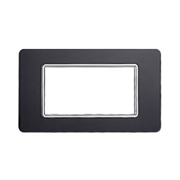 Plaque compatibles Vimar Plana 4 modules verre couleur acier foncé Ettroit EV84410