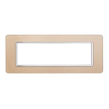 Plaque compatibles Vimar Plana 7 modules verre couleur or
