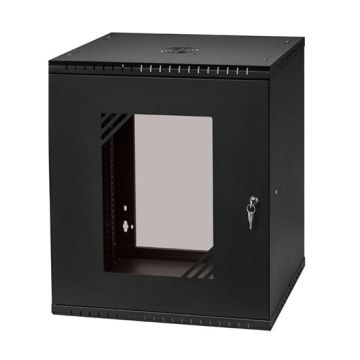 Armoire rack suspendu 19" 12U 450mm acier couleur noir RAL 9005 avec porte en verre Armoire rack suspendu 19" 12U 450mm acier couleur noir RAL 9005 avec porte en verre
