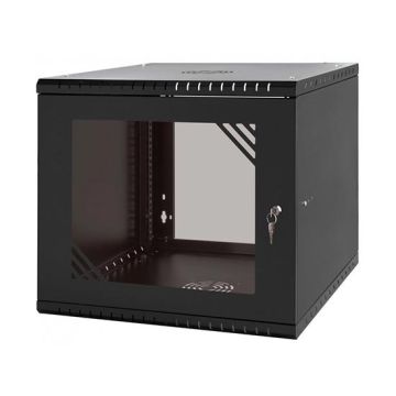 Armoire rack suspendu 19" 9U 600mm acier couleur noir RAL 9005 avec porte en verre Armoire rack suspendu 19" 9U 600mm acier couleur noir RAL 9005 avec porte en verre