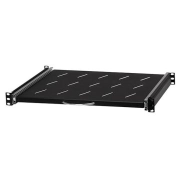 Étagère coulissante 1U 350mm pour Armoire rack 19" acier couleur noir RAL 9005 Étagère coulissante 1U 350mm pour Armoire rack 19" acier couleur noir RAL 9005