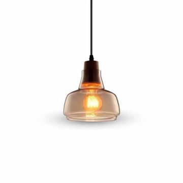 Modern Pendant Light 1MT Elegant E27 Ф165mm - Verre + Bois Mod. VT-7170 - SKU 3819 - Verre transparent Modern Pendant Light 1MT Elegant E27 Ф165mm - Verre + Bois Mod. VT-7170 - SKU 3819 - Verre transparent