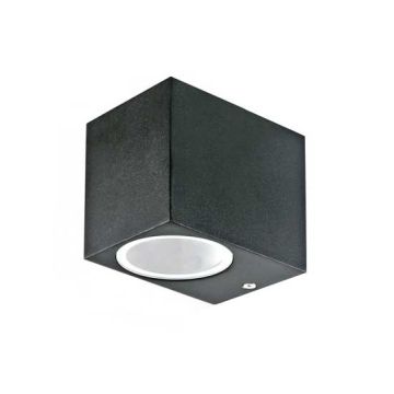 Paroi Fitting Lisse GU10 Aluminium Noir 1 Direction IP44 Mod. VT-7651 - SKU 7510 - Carré