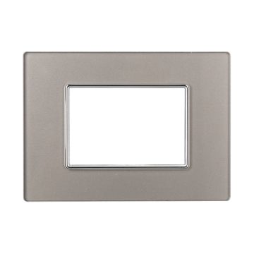 ETTROIT AN84306 Plaque en Verre 3P Série moon Couleur Argent Compatible avec Bticino Axolute