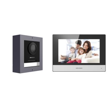 Hikvision DS‑KIS602(B) – Kit d&#39;interphone vidéo IP 2 MP avec écran tactile 7 pouces, PoE