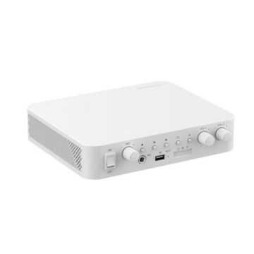 Hikvision DS-QAE1A80G1-VB Amplificateur audio réseau IP 80W avec 2 zones, Bluetooth, USB, contrôle du volume indépendant et prise en charge HikCentral