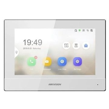Hikvision DS‑KH6320‑WTE1‑W – Moniteur d&#39;interphone vidéo IP 7″ écran tactile (blanc) PoE/Wi‑Fi