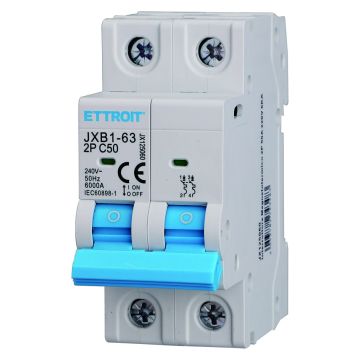 Disjoncteur ETTROIT 2P C50 50A 6kA IEC60898-1 JX125060