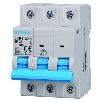 ETTROIT Interrupteur magnéto-thermique tripolaire 3P C6 6A 6kA IEC60898-1 JX130660