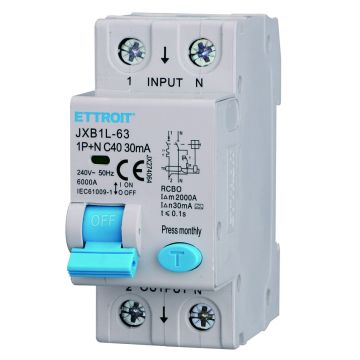 Disjoncteur ETTROIT 1P+N 40A 30mA 220V-6KA CLASSE A - JX274064