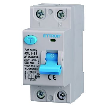 Disjoncteur différentiel pur ETTROIT 2P 25A 30mA 220V-6KA Courbe F - JX3225610