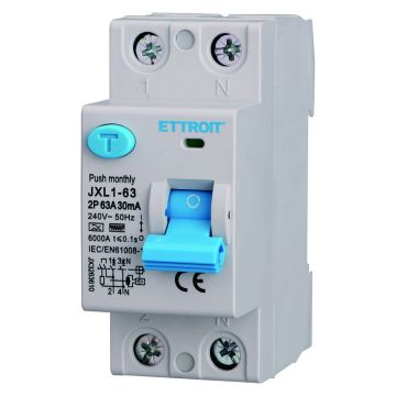 Disjoncteur différentiel pur ETTROIT 2P 63A 30mA 220V-6KA Courbe F - JX3263610