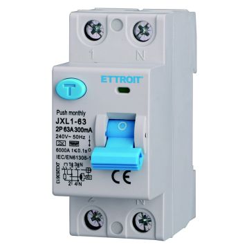 Disjoncteur différentiel pur ETTROIT 2P 63A 300mA 220V-6KA Courbe F - JX3263613